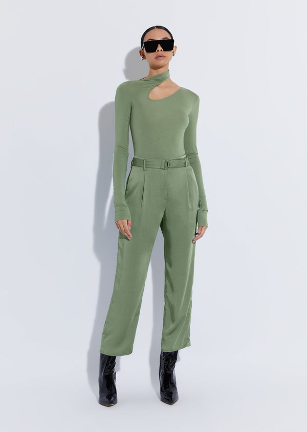 Satin Belted Cropped Pant - LAPOINTE