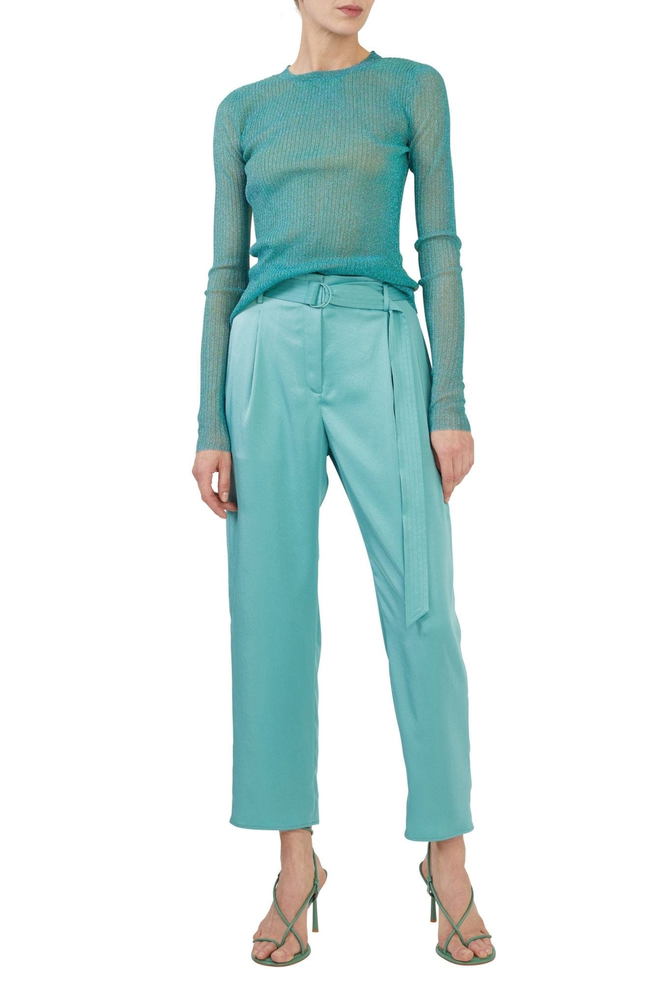 SATIN BELTED CROPPED PANT - LAPOINTE
