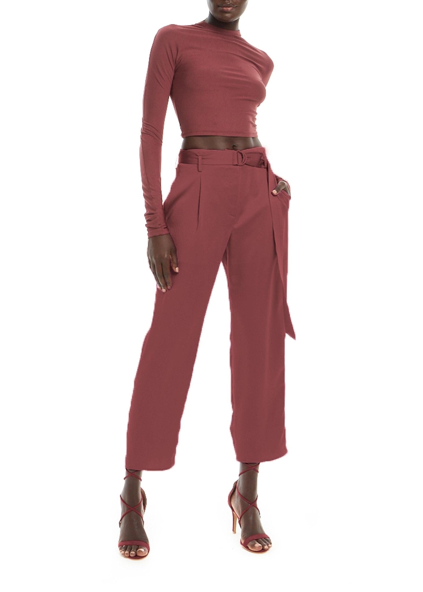 Satin Belted Cropped Pant - LAPOINTE