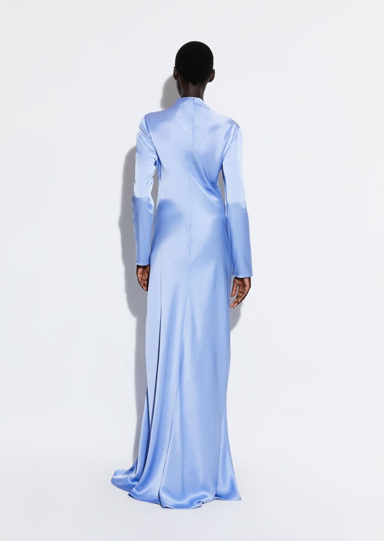 Satin Bias Tab Gown With Slit - LAPOINTE