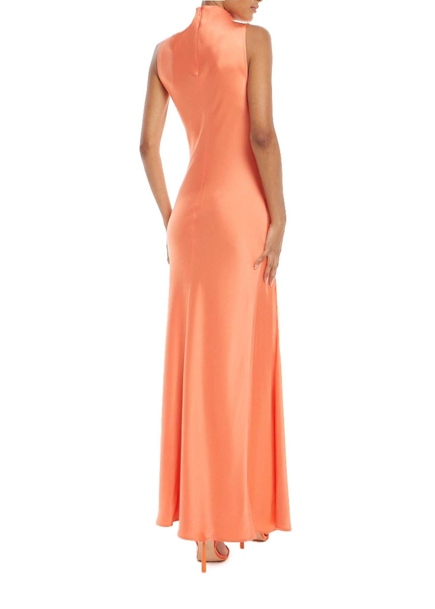 Satin Drape Neck Sleeveless Dress - LAPOINTE