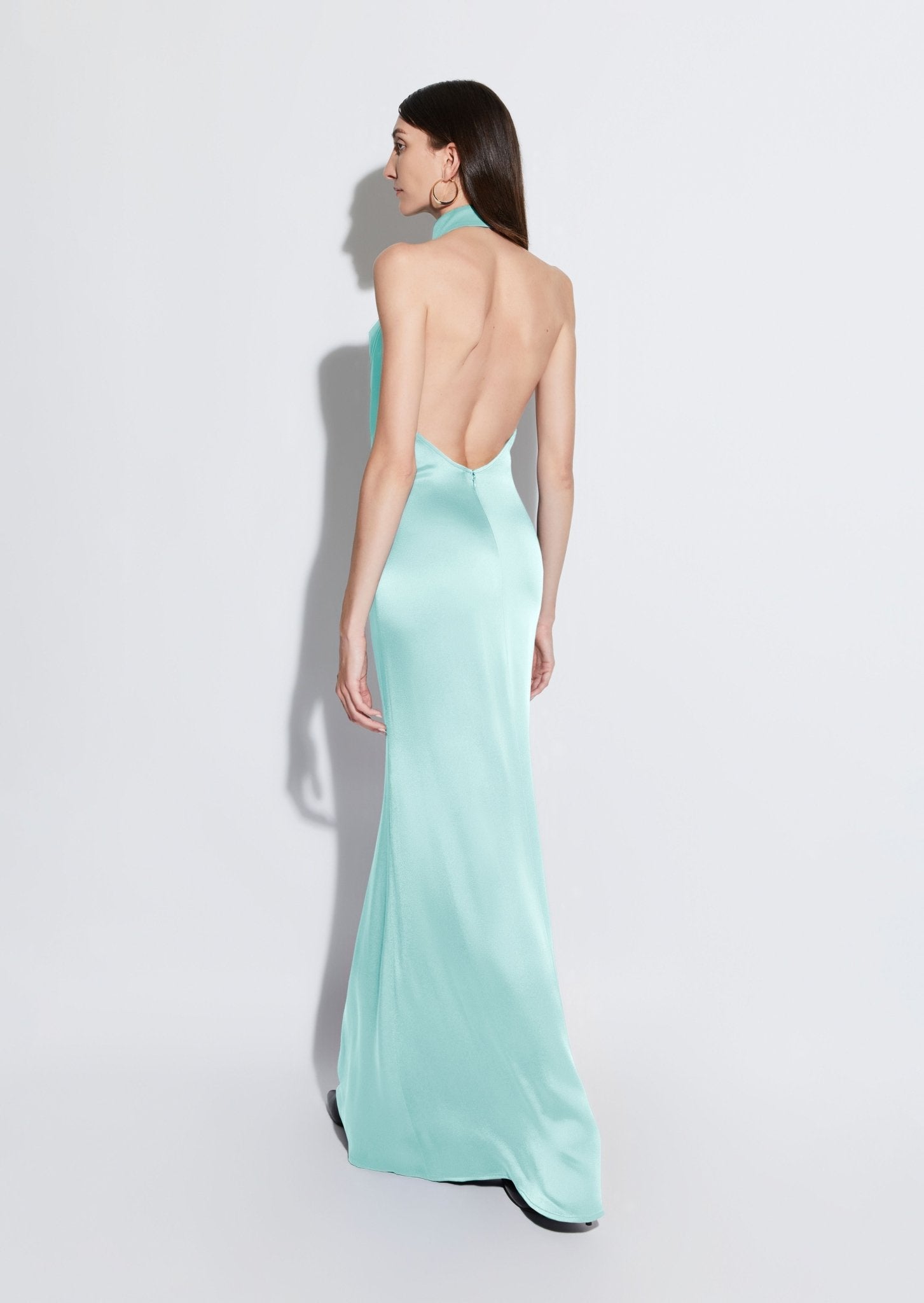 Satin Halter Open Back Gown - LAPOINTE