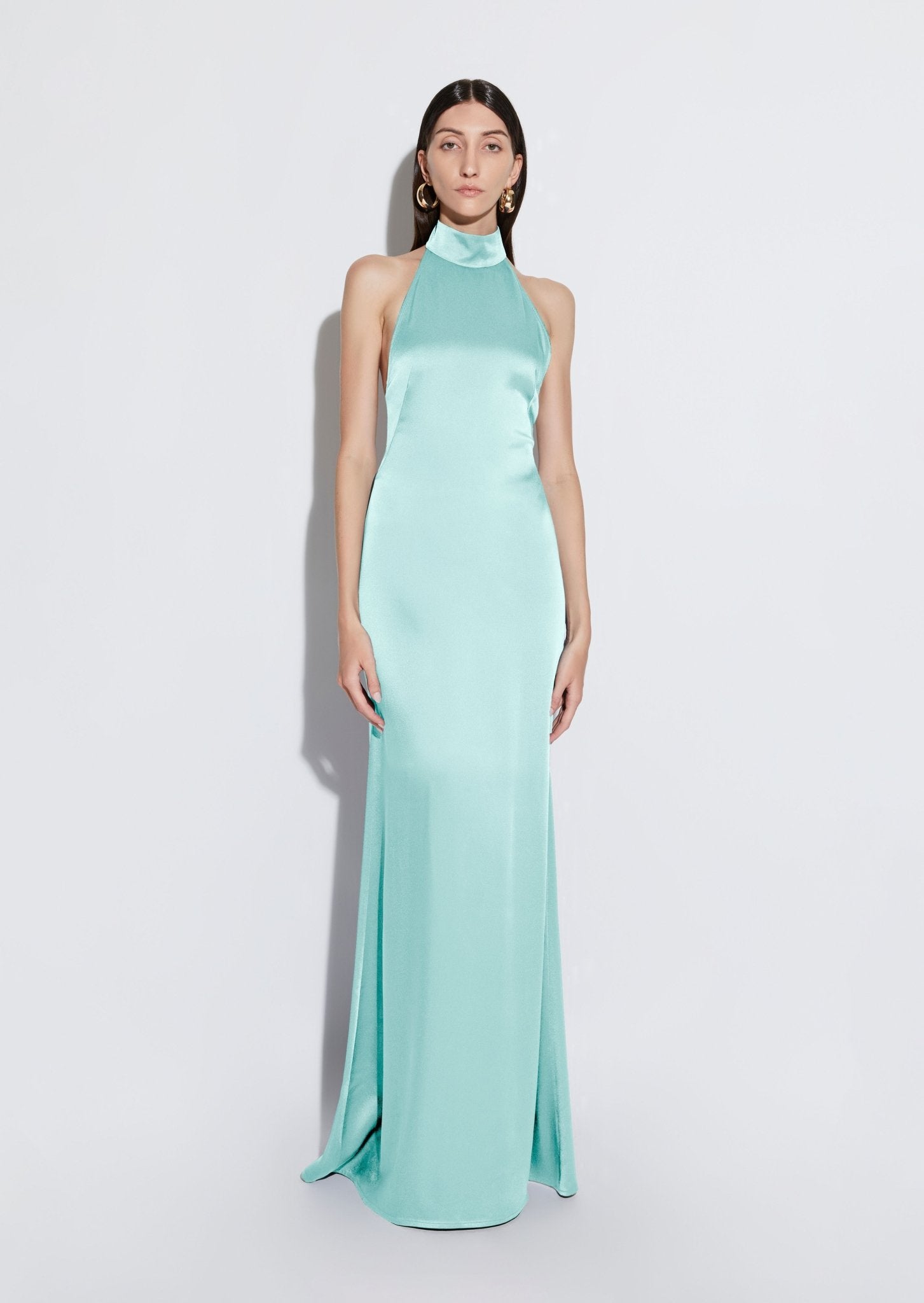 Satin Halter Open Back Gown - LAPOINTE