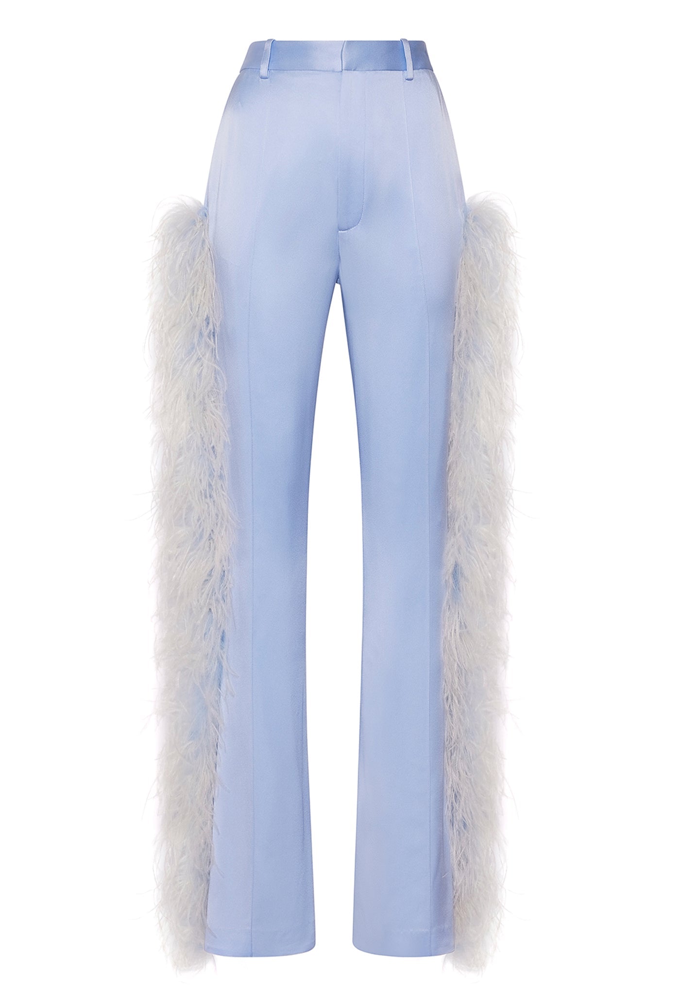 SATIN HIGH WAISTED PANT WITH FEATHERS - LAPOINTE
