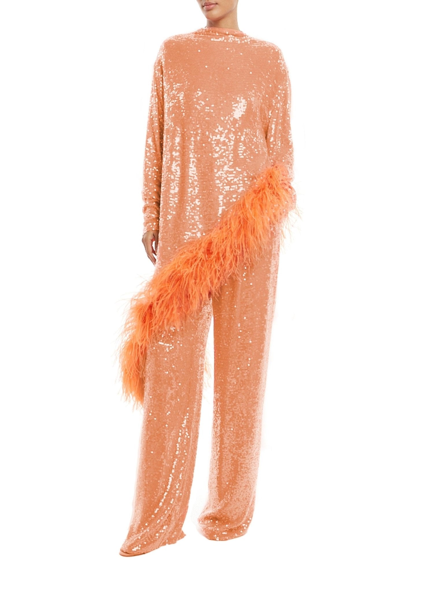 Sequin Asymmetric Feather Tunic - LAPOINTE