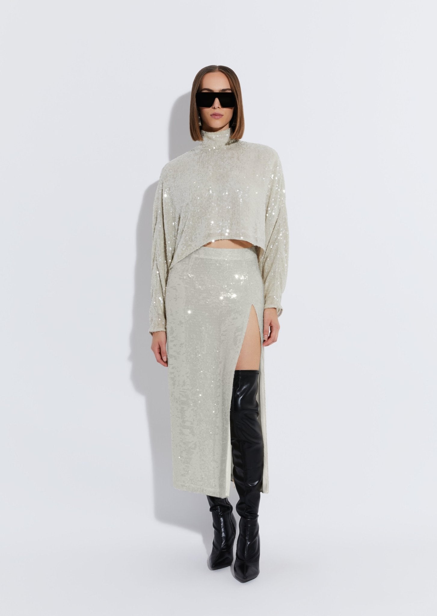 Sequin Crop Caftan Top - LAPOINTE