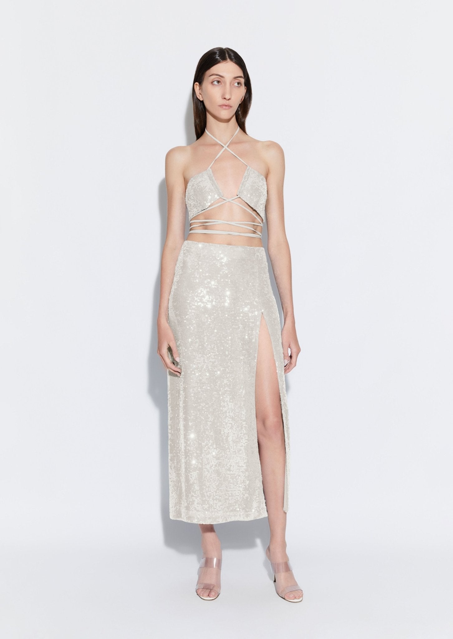 Sequin Skirt With Slit - LAPOINTE