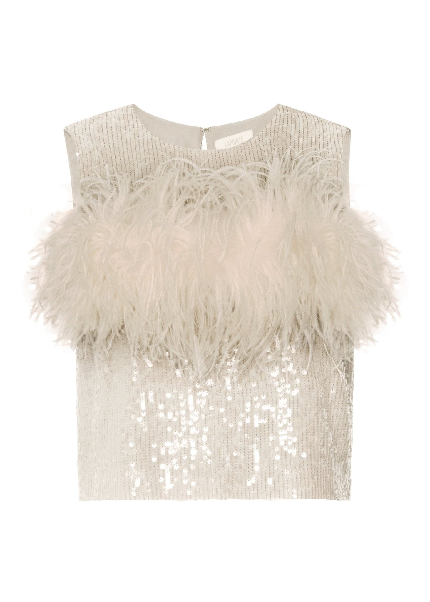 Sequin Tank With Feathers - LAPOINTE