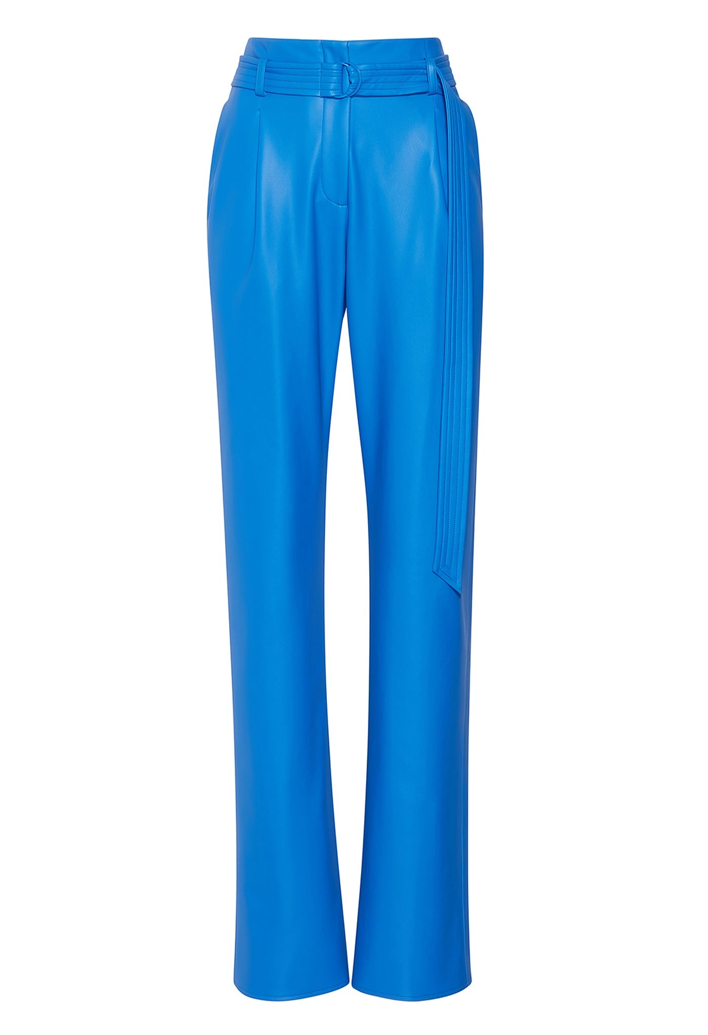 STRETCH FAUX LEATHER BELTED PANT - LAPOINTE